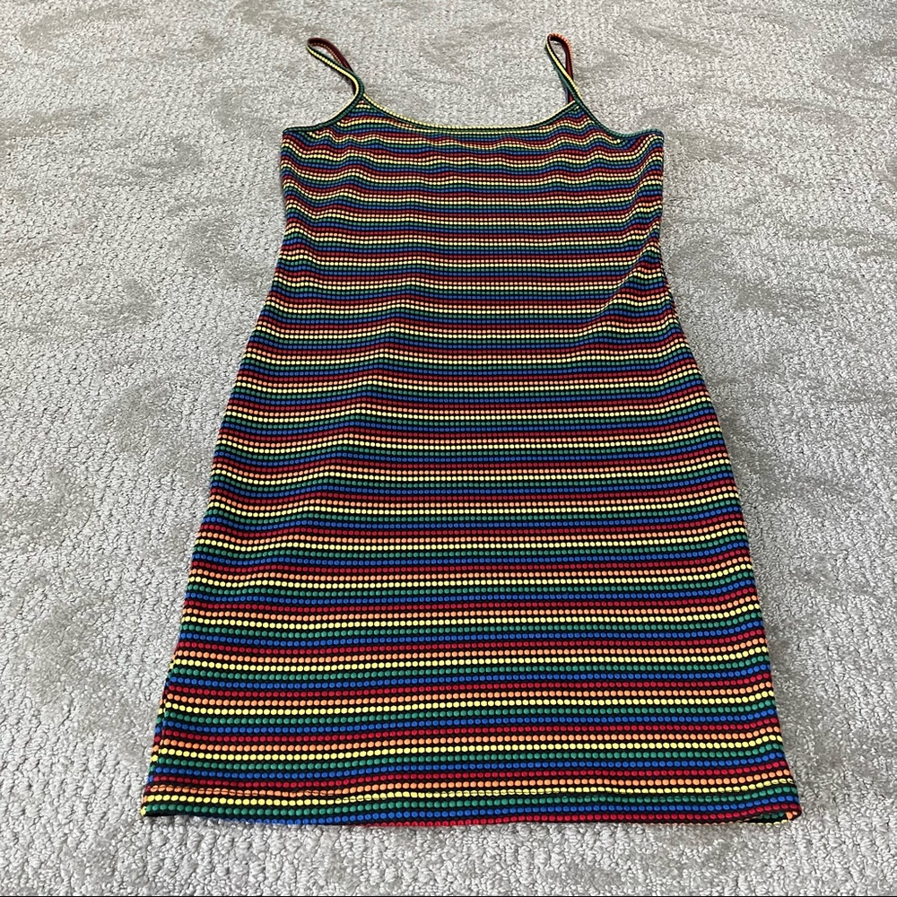 NWOT Women's Zumiez Rainbow Bodycon Dress size Small in Black & Rainbow - Picture 2 of 6